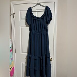 Lane Bryant Dark Blue Ruffle Dress